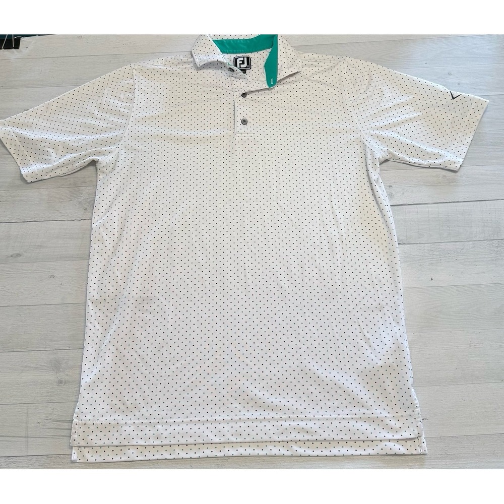Footjoy men's teal navy Polk for polo shirt logo‎ on arm mens large